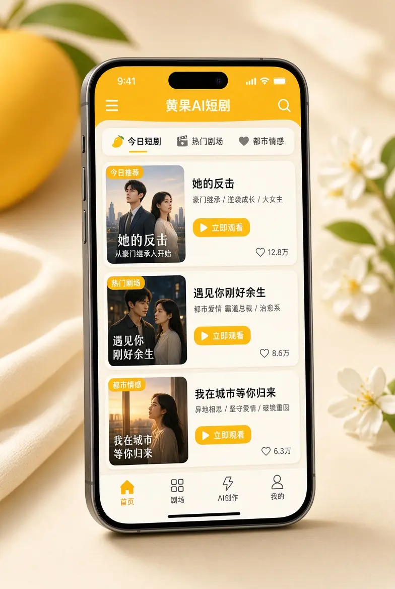 黄果AI短剧移动端服务视觉